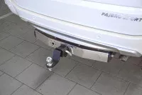 Фаркоп PT GROUP для Mitsubishi Pajero Sport 2008-2020  - с нержавеющей накладкой,съемный квадрат, нагрузки: 2500/115 кг (без электрики в комплекте)