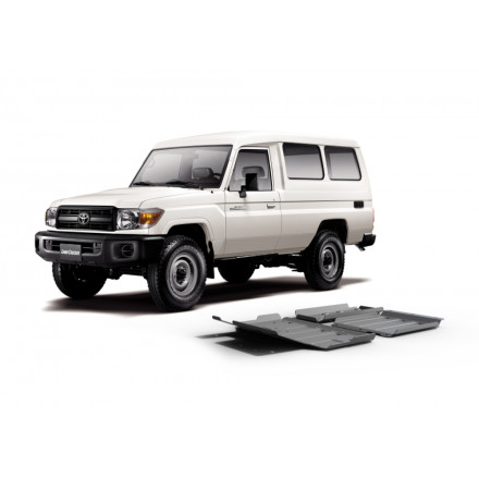 Алюминиевая защита КПП и РК 6 мм для Toyota Land Cruiser 76, V-4.2 2007+ Rival