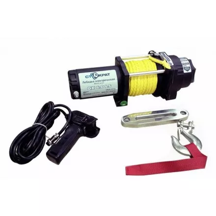Лебедка для квадроцикла снегохода СТОКРАТ QX 6.0 LS 12V 2722 кг с синтетическим тросом и удлиненным барабаном Лебедка для квадроцикла снегохода СТОКРАТ QX 6.0 LS 12V 2722 кг с синтетическим тросом и удлиненным барабаном