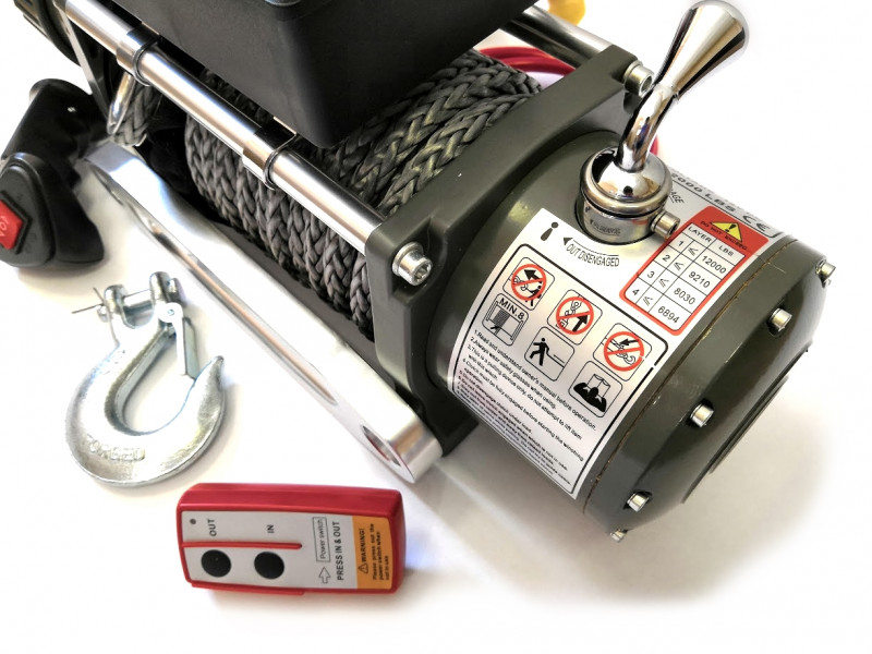 Лебедка электрическая Electric Winch 12000lbs / 5443 кг IP66 12V синтетический трос 10х22 Лебедка электрическая Electric Winch 12000lbs / 5443 кг IP66 12V синтетический трос 10х22