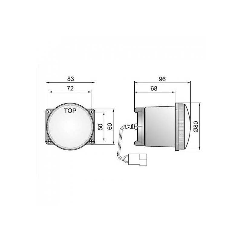 Противотуманная фара D 80 мм, глубина 96 мм Противотуманная фара D 80 мм, глубина 96 мм