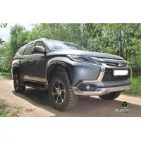 Силовая защита переднего штатного бампера АМЗ для Mitsubishi Pajero Sport 3 Силовая защита переднего штатного бампера АМЗ для Mitsubishi Pajero Sport 3