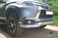 Силовая защита переднего штатного бампера АМЗ для Mitsubishi Pajero Sport 3