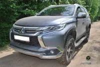 Силовая защита переднего штатного бампера АМЗ для Mitsubishi Pajero Sport 3