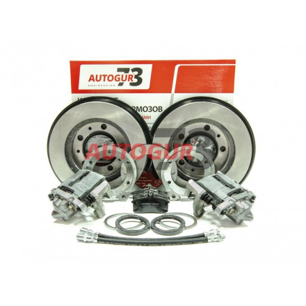 Дисковые тормоза УАЗ на военный задний мост под гражданскую ступицу с суппортом ВАЗ 2112 (комплект) Autogur73