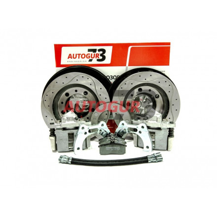 Дисковые тормоза УАЗ задний мост Тимкен, Гибрид, Спайсер с суппортом ВАЗ 2112 с перфорированными дисками Autogur73