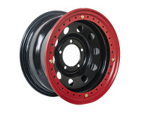 Диск усиленный УАЗ стальной черный 5x139,7 8xR16 d110 ET-19 с двойным бедлоком (красный)