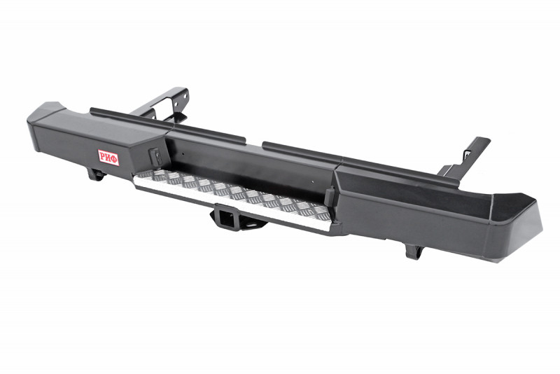 Бампер задний силовой РИФ для Toyota Hilux 2015+ с квадратом под фаркоп