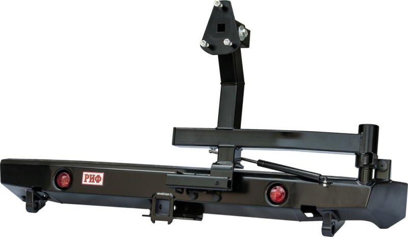 Бампер силовой задний РИФ для ВАЗ Нива с квадратом под фаркоп, калиткой, фонарями, подсветкой номера