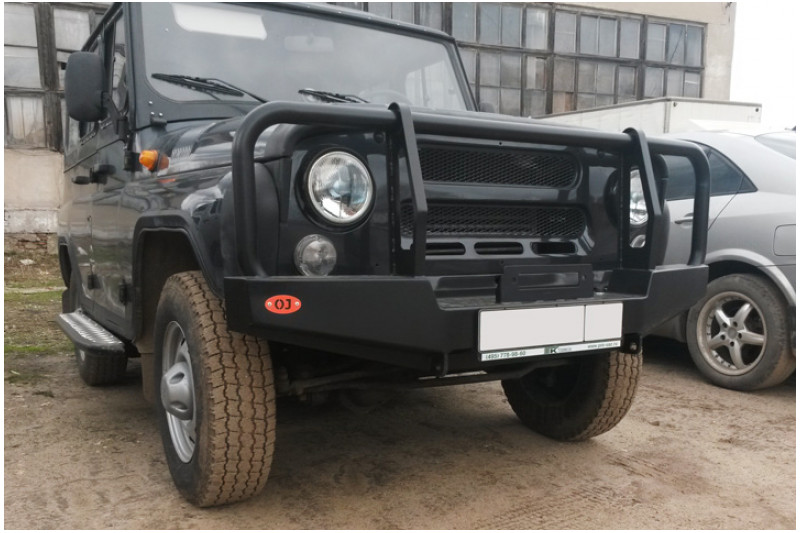 Бампер передний силовой OJeep для УАЗ Хантер с кенгурином и площадкой под лебедку Бампер передний силовой OJeep для УАЗ Хантер с кенгурином и площадкой под лебедку