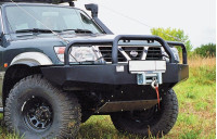 Бампер силовой передний РИФ для Nissan Patrol Y61 (1997-2004) без доп. фар с защитной дугой