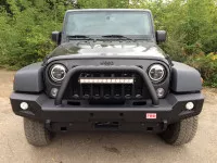 Бампер силовой передний РИФ для Jeep Wrangler JK 2007-2018 с доп. фарами и центральной защитной дугой Бампер силовой передний РИФ для Jeep Wrangler JK 2007-2018 с доп. фарами и центральной защитной дугой