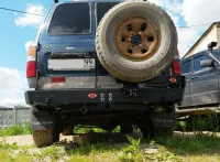 Бампер задний силовой OJ для Toyota Land Cruiser 80 с универсальной калиткой (03.177.02)