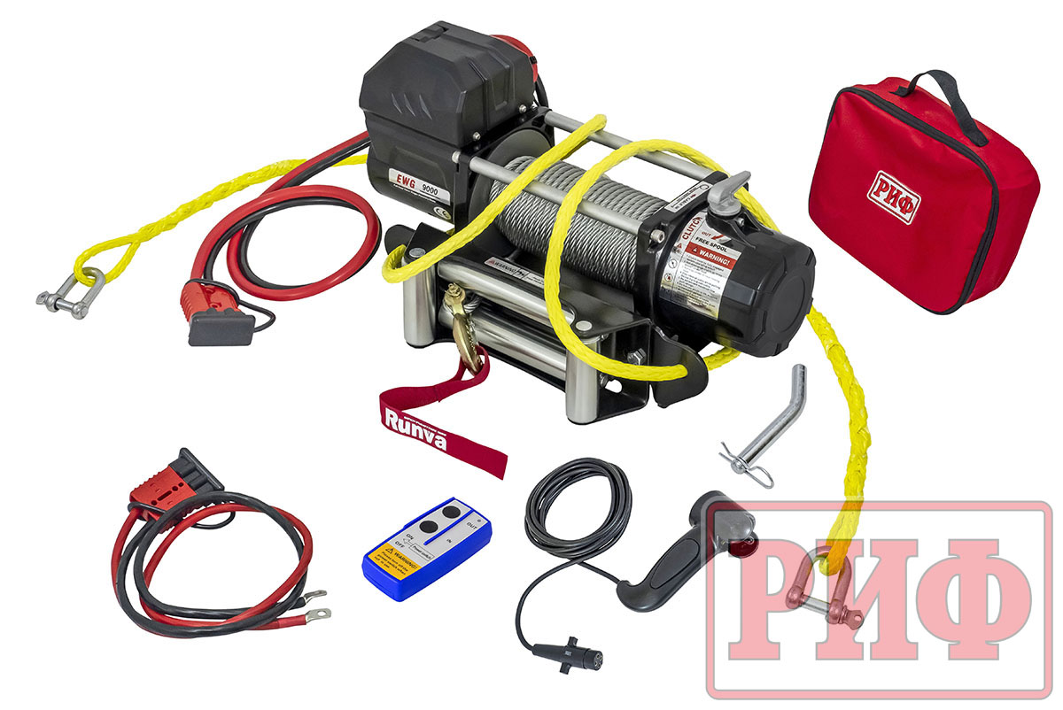 Лебёдка переносная РИФ 9000U c квадратом для фаркопа, стальной трос  (облегченная) универсальная купить в Новосибирске от 53290.0000 руб |  ГЛАВПАРА