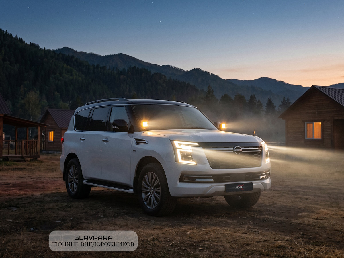 Крепление фар на капот BMS для Nissan Patrol Y63 Крепление фар на капот BMS для Nissan Patrol Y63